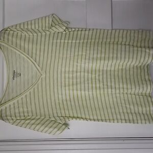 Old Navy. White W/lime Stripes V-Neck Vintage T-shirt. XL
